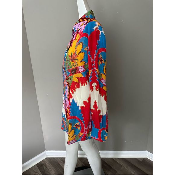 ETRO MULTI-COLOURED PAISLEY PRINT SILK SHIRT US 6 $1150 - Picture 5 of 10